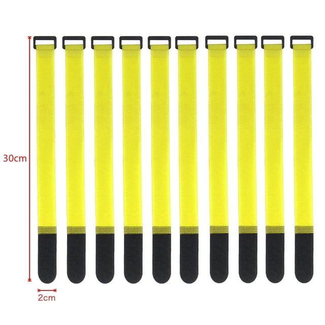 10Pcs Nylon Cable Ties Reverse Buckle Strap 2cm Width Reusable Magic Self Adhesive Tape Fastener Hook Loop Fixed Strap Durable 30x2cm-Yellow 10Pcs