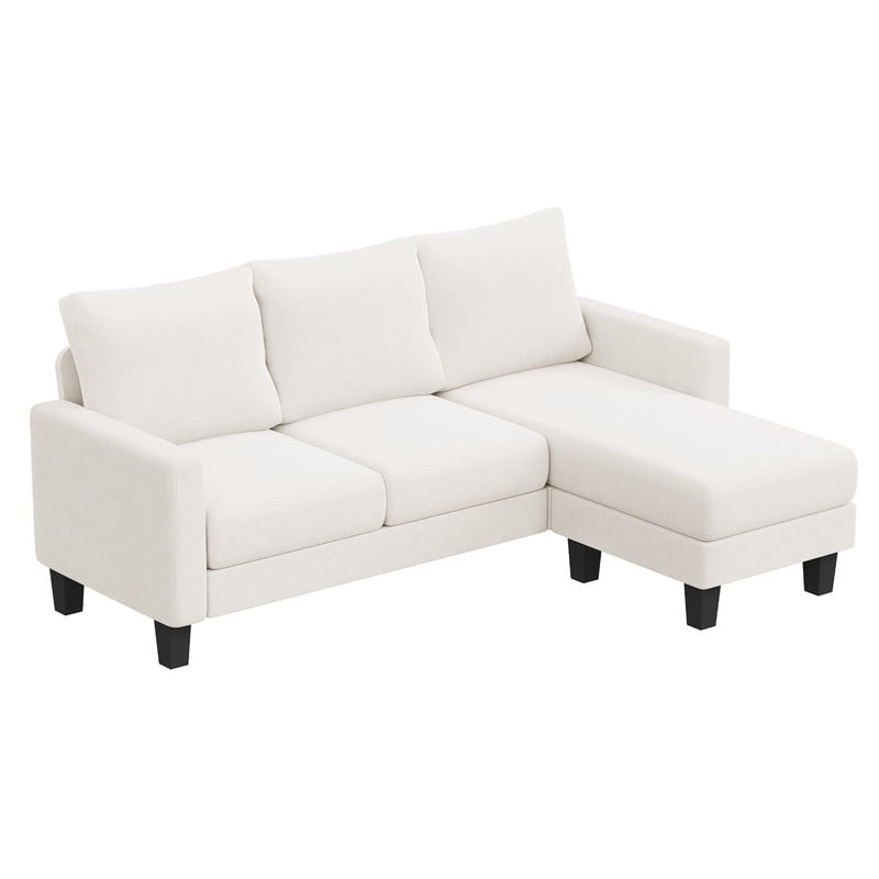 Furmax 70" Convertible Sectional Sofa Couch 3-Seat L-Shaped Small Sofa Couch with Reversible Chaise for Small Living Room, Apartment and Small Space, Linen White