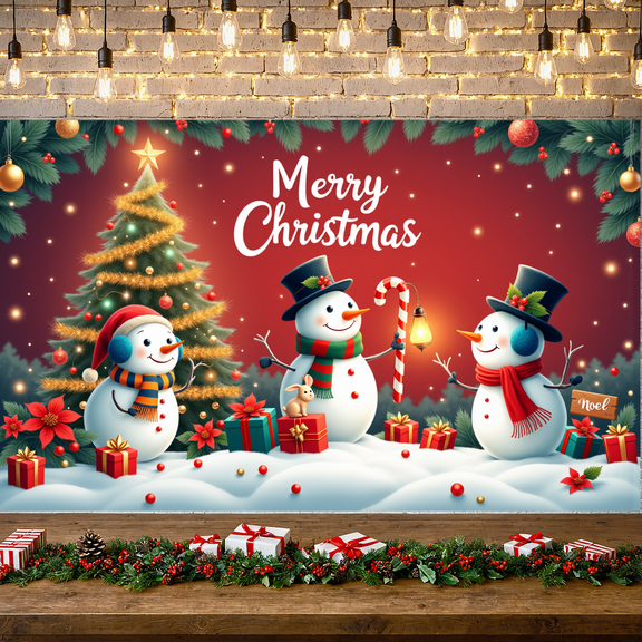 Festive Design Merry Christmas Santa Claus Decoration Holiday Backdrop for Party Celebration Home Indoor Festivity