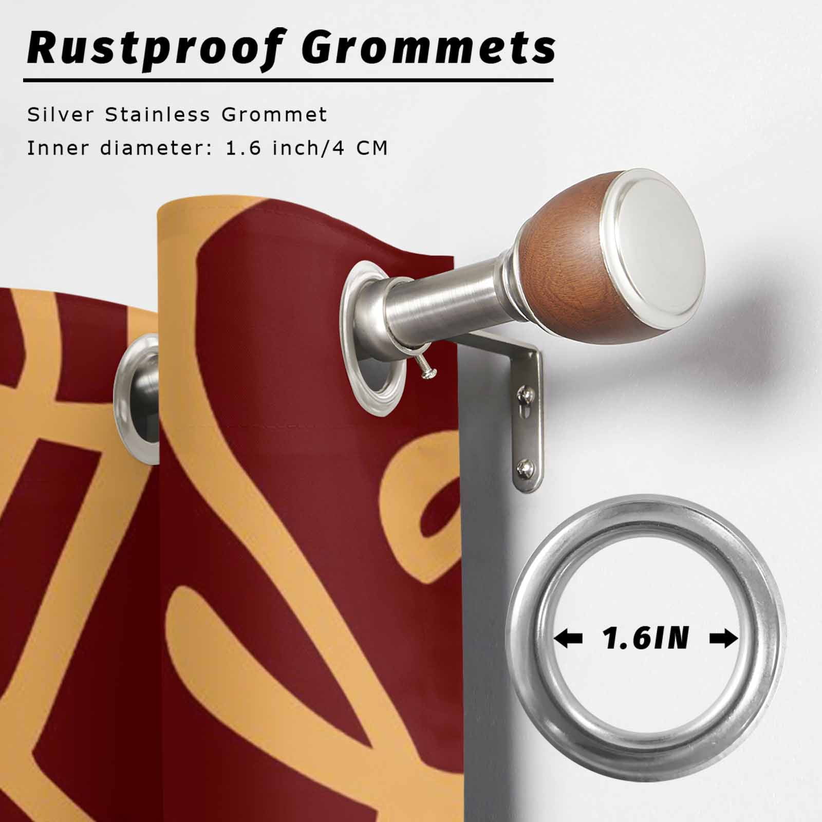 Abstract Line Outdoor Curtains for Patio, Retro Pattern Orange Wave Line Art Red Minimalist Sunshade Privacy Drapes Grommet Waterproof Outside Curtains for Porch/Cabana/Balcony 54"x 108", 1 Panel