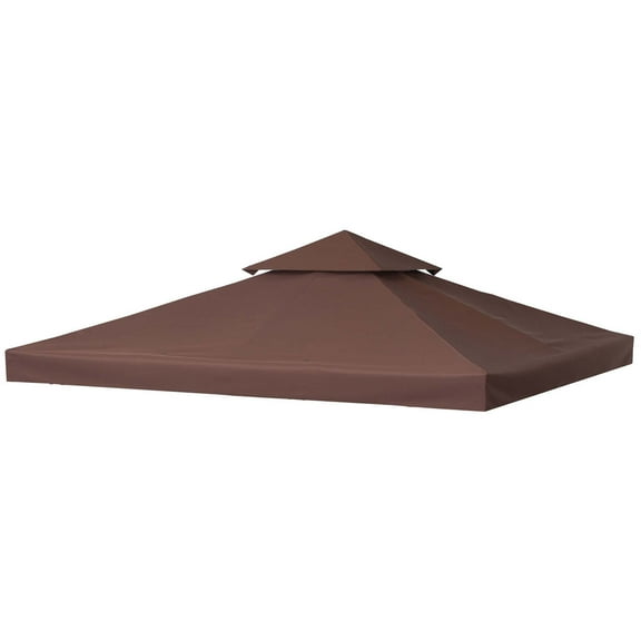 Patio Umbrellas Outsunny 9.8' x 9.8' Gazebo Replacement Canopy, 2-Tier Top UV Cover for 9.84' x 9.84' Outdoor Gazebo Models 01-0153 & 100100-076, Coffee (TOP ONLY),Market Umbrellas