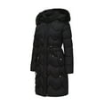 thumbnail image 5 of jtjvou Winter Coats for Women Trendy Warm Thicken Waterproof Mid Length Puffer Jacket Hooded Quilted Parka Trench Outerwear Black L, 5 of 6