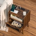 thumbnail image 3 of LEYAOYAO Nightstand with USB Ports, Woven Rattan Bedside Table with 1 Drawer and Lift-Up Legs, for Boho Bedroom, Brown, 3 of 5