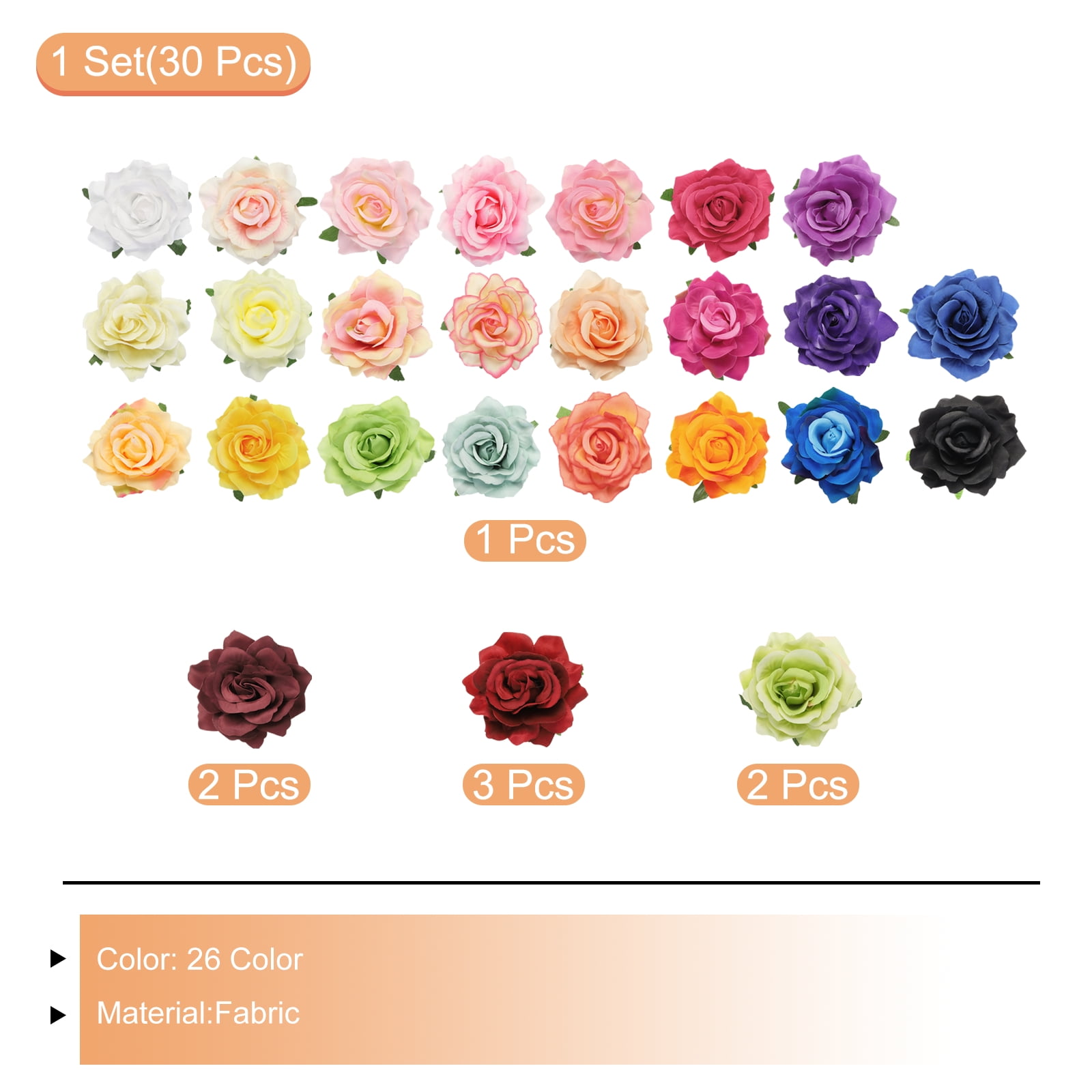 Uxcell Set of 30 Rose Flower Hair Clips 4 Inch Flower Hair Pins for Women Hair Accessories