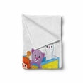 thumbnail image 2 of Cartoon Soft Flannel Fleece Throw Blanket, Clown Cat and Bunny Sitting in the Train Kids Toys Style Funny Cheerful, Cozy Plush for Indoor and Outdoor Use, 50" x 70", Multicolor, by Ambesonne, 2 of 6