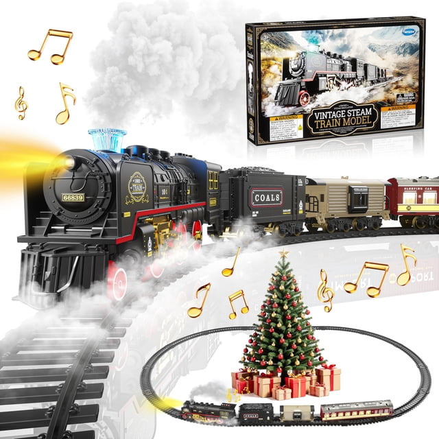 Tren eléctrico de juguete Funwee con humo, luces y sonido para niños