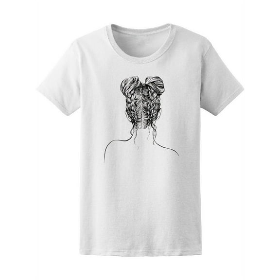 Stylish Hair Bun Braids Sketch Women T-Shirt - Image by Shutterstock, Female x-Large