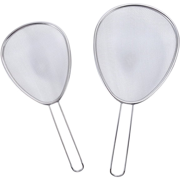 Vjnyvs Fine Mesh Strainer with Handle 2pcs Household Oval Small Colander Stainless Steel Kitchen Cooking Flour Sieve for Baking
