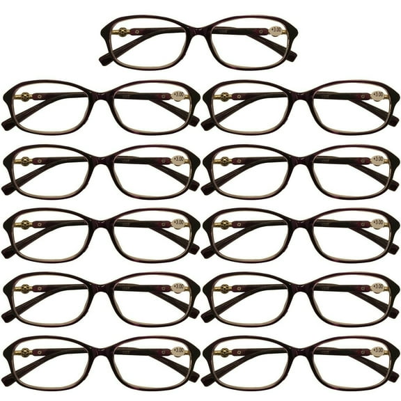 11 Packs Womens Oval Frame Reading Glasses Lightweight Classic Style Readers  1.00