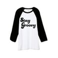 thumbnail image 1 of Stay Groovy Unisex 3/4 Sleeves Baseball Raglan T-Shirt Tee White Black 2X-Large, 1 of 4