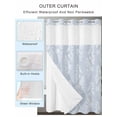 thumbnail image 4 of No Hook Shower Curtain with Snap-in Liner, Light Blue Botanical Waterproof Fabric Bathroom Curtains, Pastoral Elegant Spring Floral Bath Curtains & Mesh Top Window 66"x72", 4 of 9