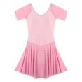 thumbnail image 5 of Alvivi Women's Short Sleeve Backless Skirted Leotards Ballet Dance Dress Gymnastics Bodysuits Pink XXL, 5 of 7
