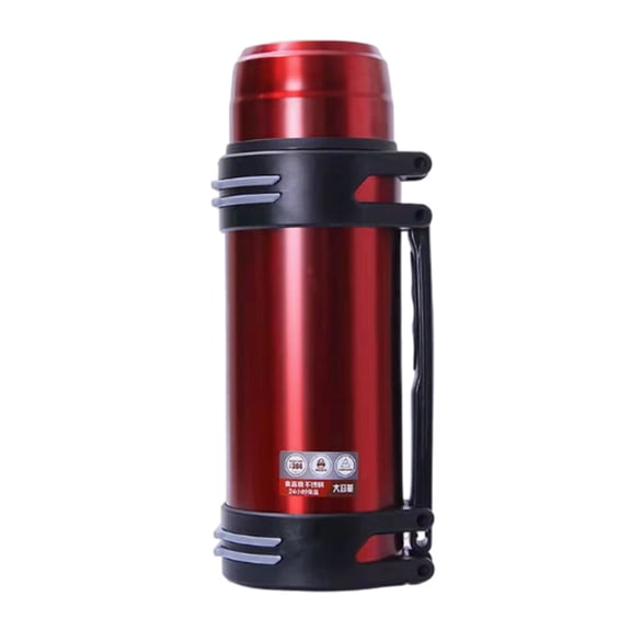 Cozeii 2L Large Coffee Thermoses,Travel Stainless Steel Large Flask with Handle for Hiking Fishing Camping (Red), Convenient Insulated Cup Stainless Steel Water Bottle, Insulated Beverage Bottle