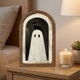 thumbnail image 4 of Fiaya Women Halloween Ghost Wooden Double-Layer Decorative Sign Arch Door Frame for Tabletop Wall Hanging Vintage Rustic Ornament Style B, 4 of 5