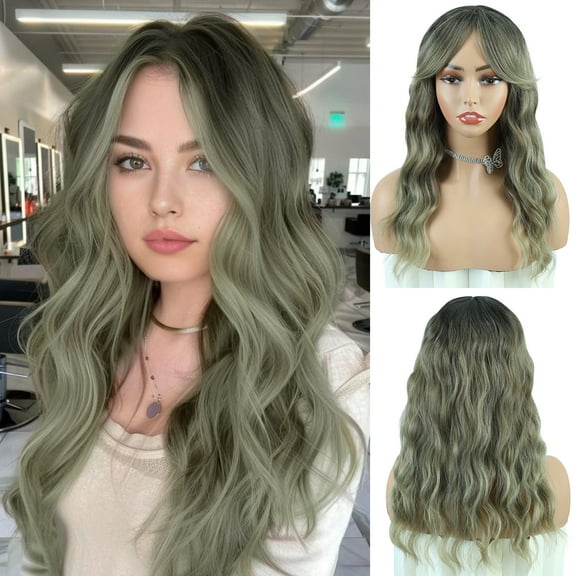 Creamily 17 Inch Hair Topper with 6"×6.5" Toppers for Women with Thinning Hair Long Curly with Side Bangs (Black Root Blonde)