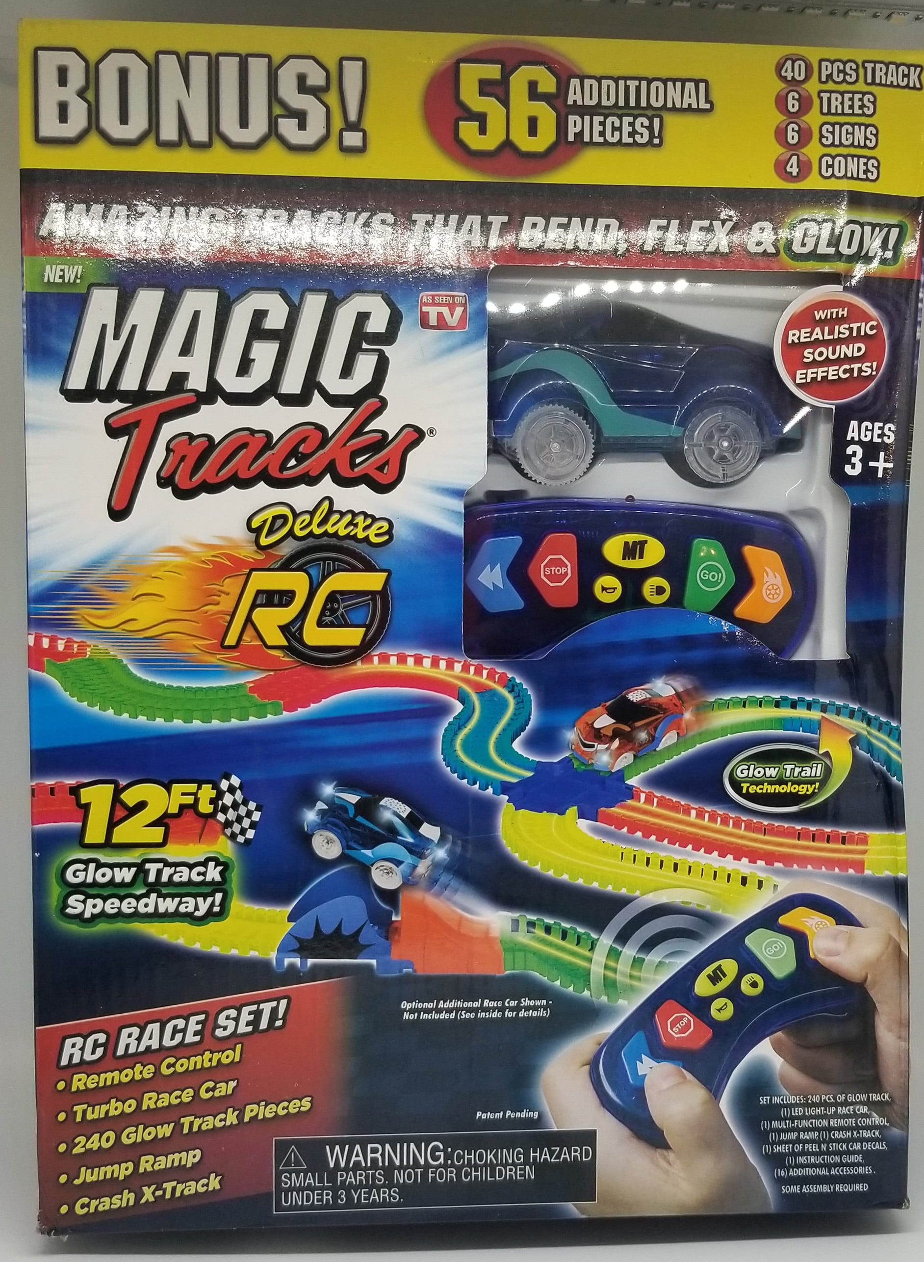 Bendable Glow in the Dark Ontel Magic Tracks RC Remote Control Turbo Race Cars 