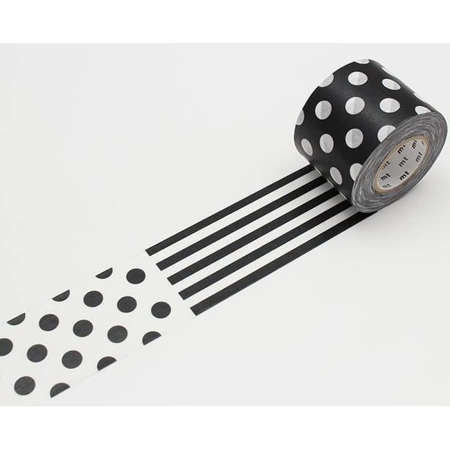 mt Pack Washi Paper Masking Tape: 1.8 in x 17 yds. (Black/White Pattern)