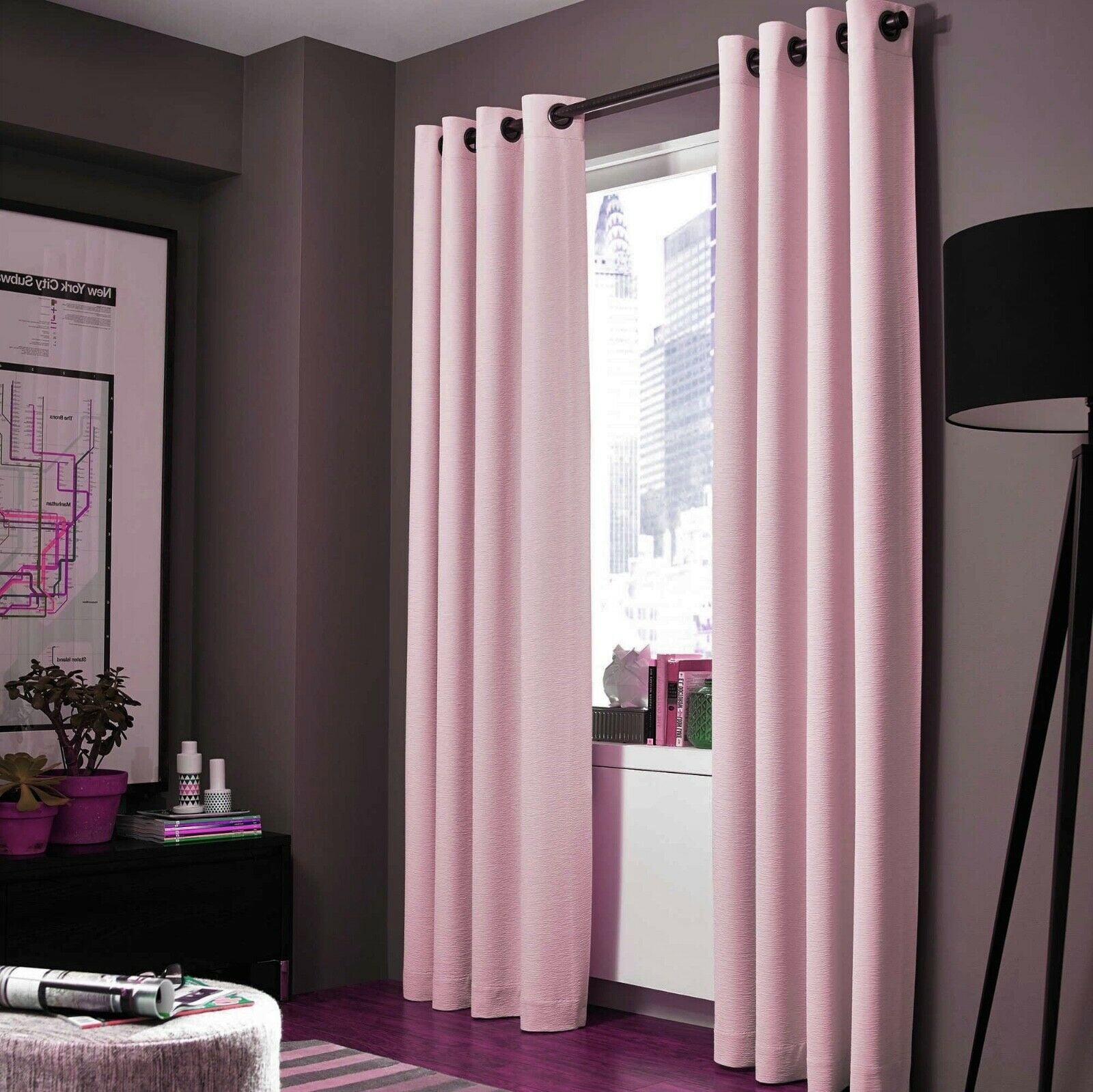 2PC HEAVY THICK SOLID GROMMET PANEL WINDOW CURTAIN DRAPES BLACKOUT FLOCKING K34 
