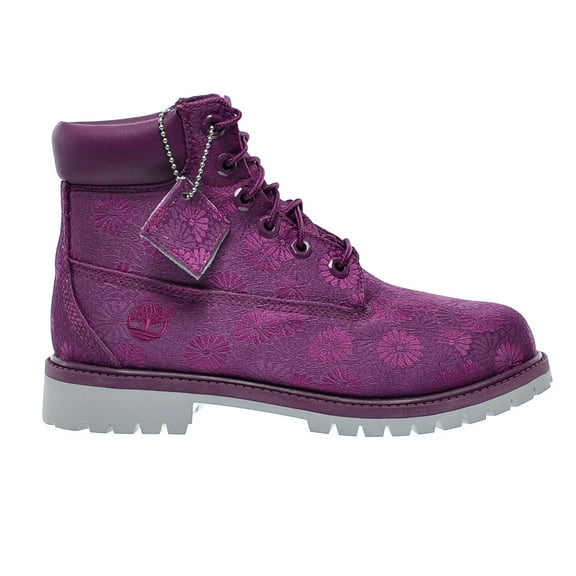 Timberland Kids Girl's 6 in Premium Waterproof Fabric Boot (Big Kid) Magenta Purple Floral Jacquard Boot 5.5 Big Kid M