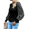 thumbnail image 4 of ZXZY Womens Sparkle Sequins Long Sleeve Mock Neck Ribbed Knit Pullover Sweaters, 4 of 7