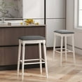 thumbnail image 4 of Costway 2 PCS 29" Bar Height Bar Stools Backless Bar Stools with Faux Leather Cover White&Gray, 4 of 8