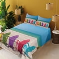 thumbnail image 2 of Ambesonne Summer Fitted & Top Sheet Set with Shams, Colorful Wooden Deckchairs, Multicolor, 2 of 5