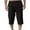 A-Black, variant on Wyobmus Mens Linen Capris Loose Casual Solid Color Drawstring Waist Cotton Mid Length Pants 3/4 Lightweight Soft Bermuda Beach Shorts S-2X A-Black