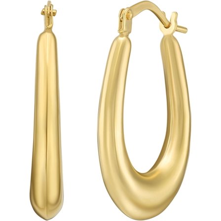 Floreo 14k Yellow Gold 20mm Graduated Oval Hoop Earrings