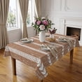 Brown Boho Stripe Light Linen Table Cloth 52x70in, Waterproof Rectangle ...
