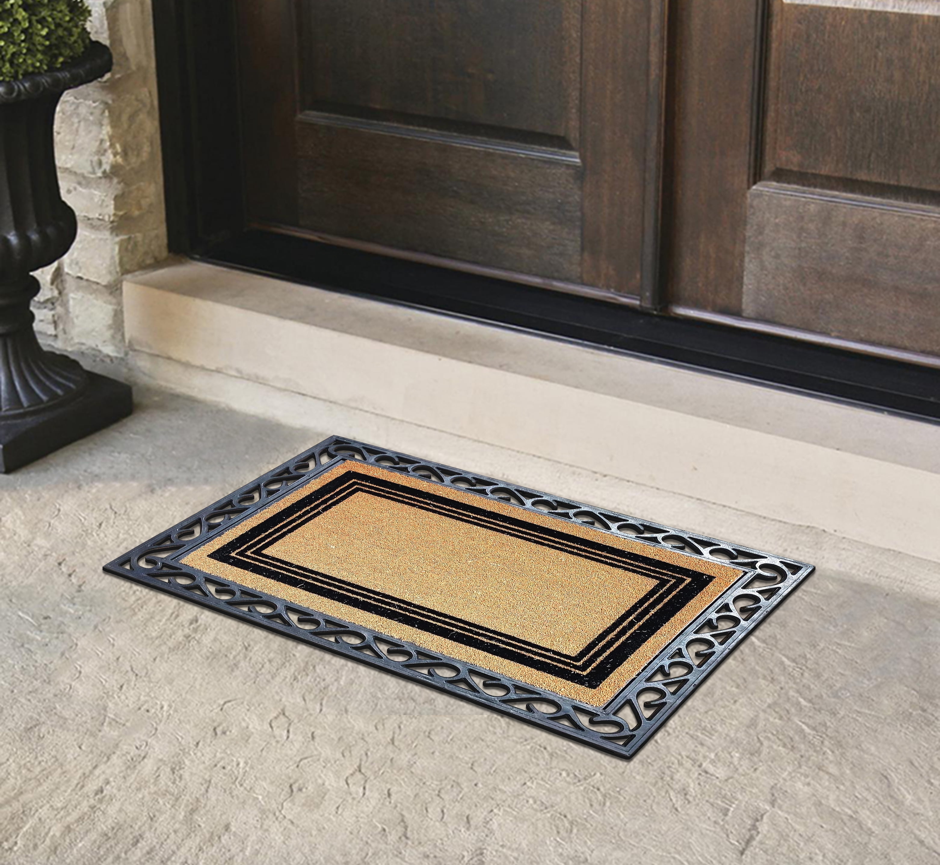 A1HC First Impressions Natural Rubber Coir Doormat for Outdoor and Indoor Entrance Mat 24-inch x 36-inch