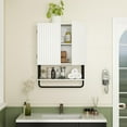 thumbnail image 5 of Bathroom Wall Cabinet with 2 Doors, 3-Tier Modern Farmhouse Medicine Cabinet, Over The Toilet Storage Cabinet with Adjustable Shelf and Towel Bar (White, Medium), 5 of 18