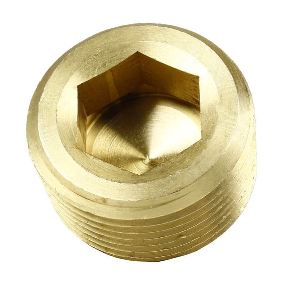 3/4" NPTF Solid Yellow Brass Countersunk Hex Plug Head Style Pipe Fitting 109UJ