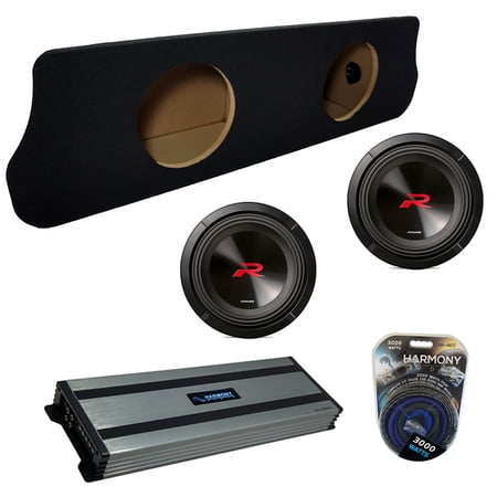 Compatible with 1994-2004 Ford Mustang Coupe Alpine Next-Generation R-Series R2-W10D2 Dual 10" Custom Sub Box Enclosure with Harmony HA-A1500.1 Amplifier & 0GA Amp Kit