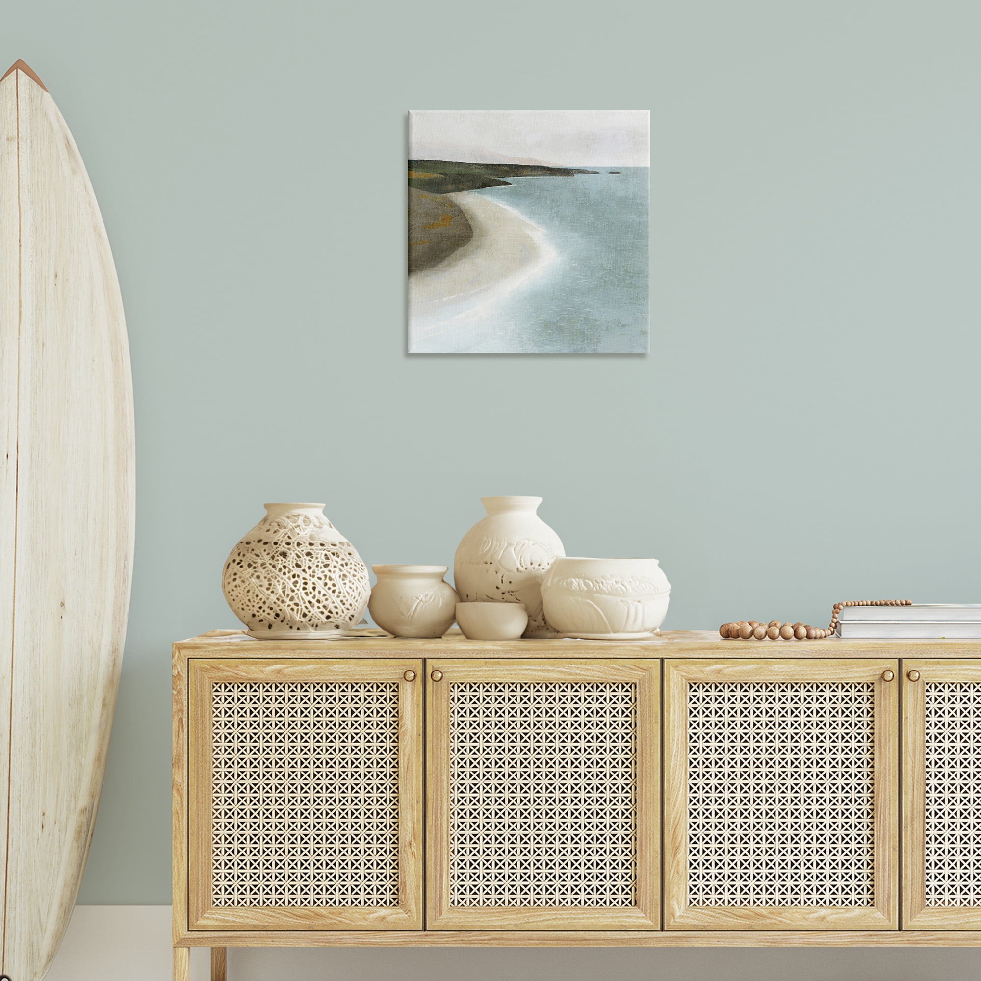 Stupell Industries Simple Serene Coastline Landscape Painting Gallery Wrapped Canvas Art Print Wall Art, 24 x 24