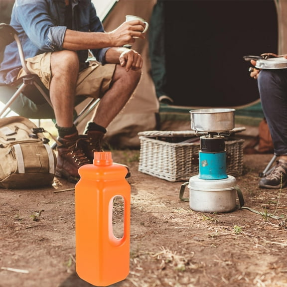 Raindrops Leakproof 2.5 Gallon Water Jug with Ergonomic Handle and Caps for Home Storage Orange Plastic