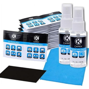 Lens and Screen Cleaning Kit - 2 Spray Bottles, 2 Microfiber Cloths (Size L   S), 50 Individually Wrapped Wet Tissues - for Eyeglasses, Sunglasses, Camera Lenses, Phone/Tablet Screens, etc.