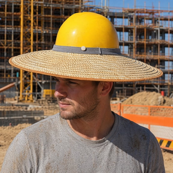 Rodiuiu Hard Hat Visor, Full Brim Breathable Woven Shade Hat Brim Replacement, Universal Fit Straw Sun Visor for Most Standard Hard Hats