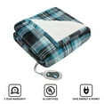 thumbnail image 3 of Beautyrest Ultra Soft Sherpa Berber Fleece Electric Poncho Wrap Blanket Heated Throw with Auto Shutoff, 50" W x 64" L, Aqua Plaid, 3 of 4