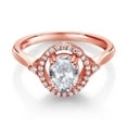 thumbnail image 2 of Gem Stone King 1.34 Ct Oval White Topaz 18K Rose Gold Plated Silver Ring (Size 6), 2 of 4