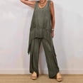 thumbnail image 3 of ZenCart Two Piece Outfits for Women Casual Sleeveless Irregular Top Wide Leg Pants Set Loose Lounge Suit for Summer, 3 of 8