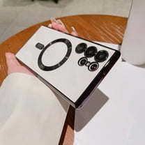 S25 Ultra Magnetic Clear Case with Camera Protector Film, Thin Shockproof Cover, Wireless Charging Compatible, Anti-Scratch, Matte Grip