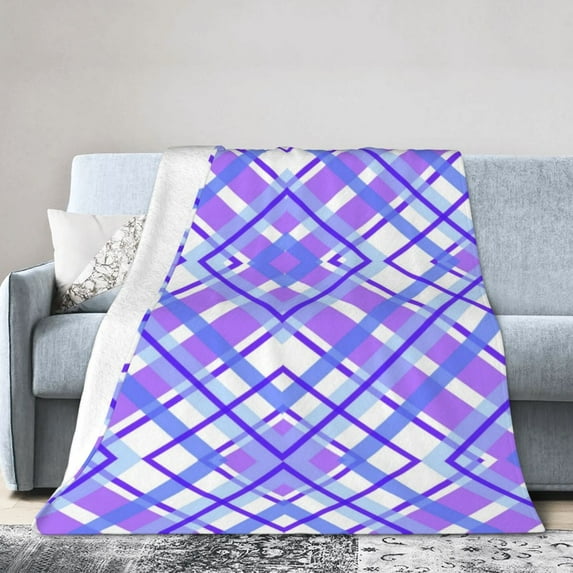 ZICANCN Anti-Pilling Flannel Bed Throw Blankets Geometric Plaid , Couch Ultra Soft Micro Fleece Sofa Bed Camping Travel Blanket for Adults 40"x30"