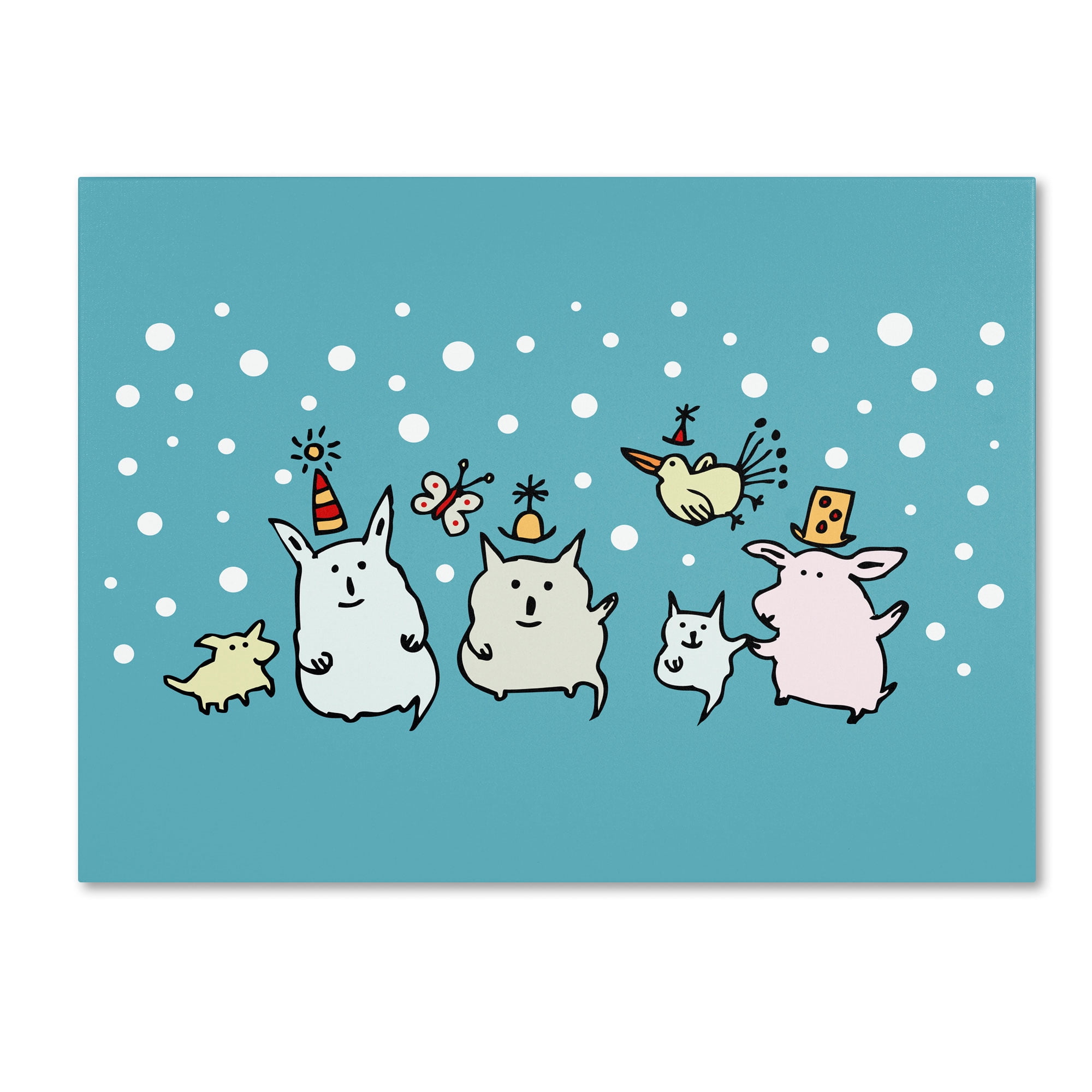 Trademark Fine Art "Christmas Creatures in Blue" Canvas Art by Carla Martell