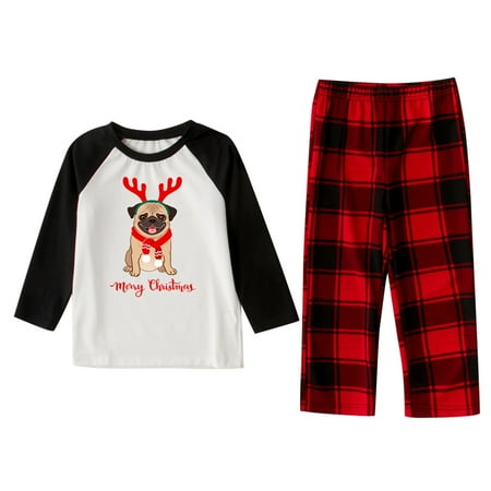 

Gyedtr Clearance Dress Plus Size Parent-Child Warm Christmas Set Printed Home Wear Pajamas Two-Piece Kid Set