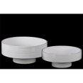 thumbnail image 1 of Urban Trends Collection 35410 2 Piece Gloss White Ceramic Round Flower Pot with Depressed Bottom & Ribbed Side, Set of Two - 11.25 x 11.25 x 5.00 in., 1 of 1