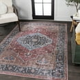 thumbnail image 3 of JONATHAN Y WASHABLE 5 x 8 Area Rug, Alacati Ogee Medallion - Red/Blue/Brown, WSH103D-5, 3 of 8