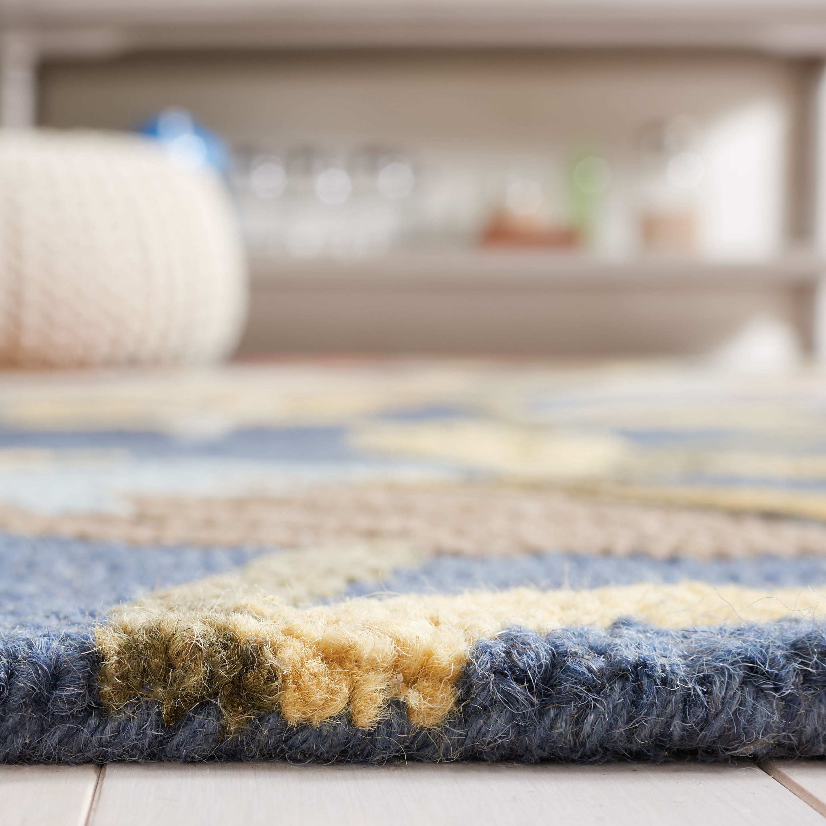 SAFAVIEH Blossom Danny Floral Wool Area Rug, Navy/Multi, 8' x 8' Square