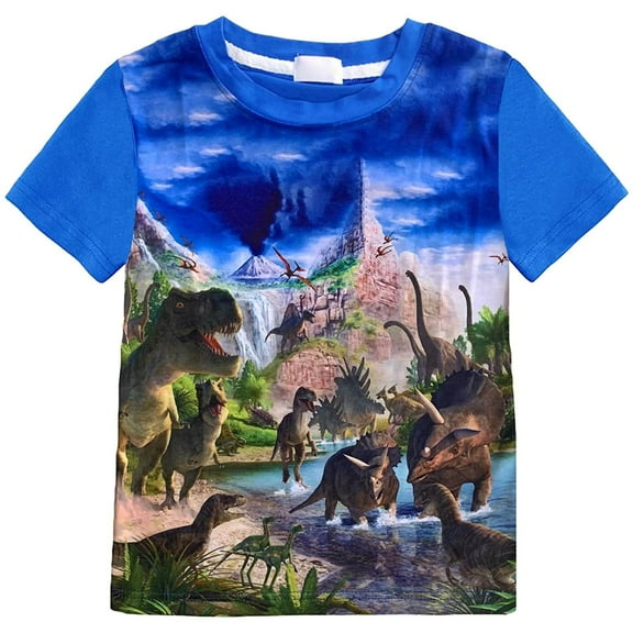 XUFLVPSEF Baby Boy Clothes Summer Children's Cartoon Dinosaur Print Girls' T Shirt Girls' Cute Style Children's Short Sleeve T Shirt Girls Tank Tops Blue 8-9 Years
