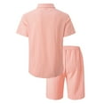 thumbnail image 3 of toraway Mens Suits Slim Fit 2 Piece Stretch Autumn Mens Spring and Summer Leisure Sports Comfortable Breathable Sweat Absorbing Short Sleeved Shorts Two Piece Set S, 3 of 4