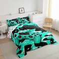 thumbnail image 4 of Feelyou 3D Games Console Bedding Comforter Set for Boys, Modern Gaming Gamer Twin Comforter Sets, Cyan Cartoon Camouflage Reversible Bedding Set, Breathable Home Decor, 2 Pieces, 4 of 9